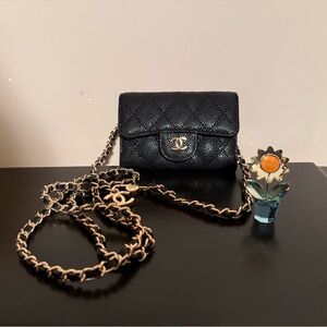 NEW Small Black Card Wallet with chain